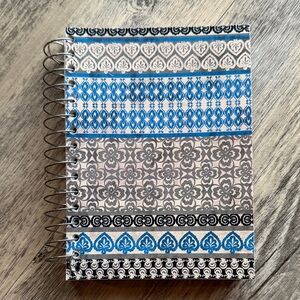 Patterned Spiral Notebook with Blue and Gray Design. Never used. Cross Posted